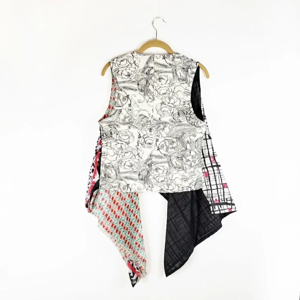Save the Queen Vest Waterfall Scarf Patchwork Avant Garde Womens Size Small